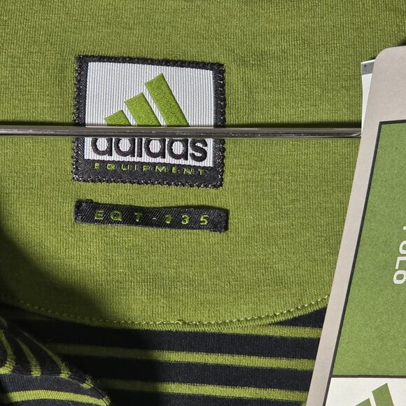 Adidas Equipment EQT Golf Polo Shirt Mens XL Black Olive Striped NWT - Picture 4 of 11